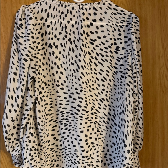 Philosophy Black and White Smocked Long Sleeve Blouse - Picture 3 of 4